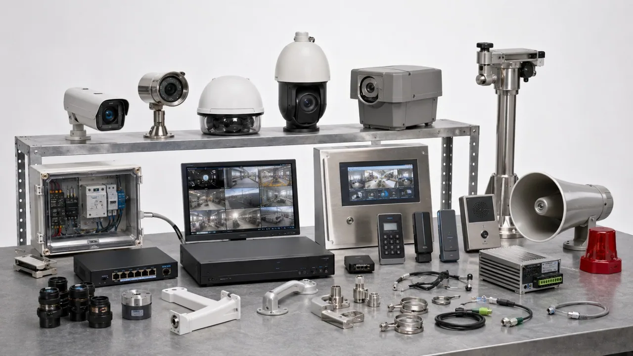 Endüstriyel CCTV kameraları, kayıt ve güvenlik sistemi ekipmanları